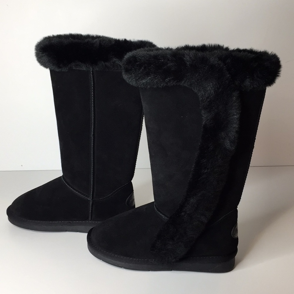 Black genuine leather boots